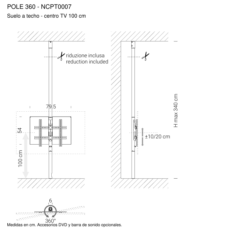 Pole 360 NCPT0007: croquis de medidas