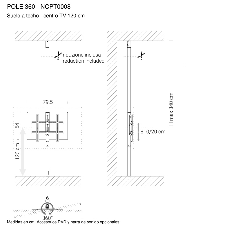 Pole 360 NCPT0008: croquis de medidas
