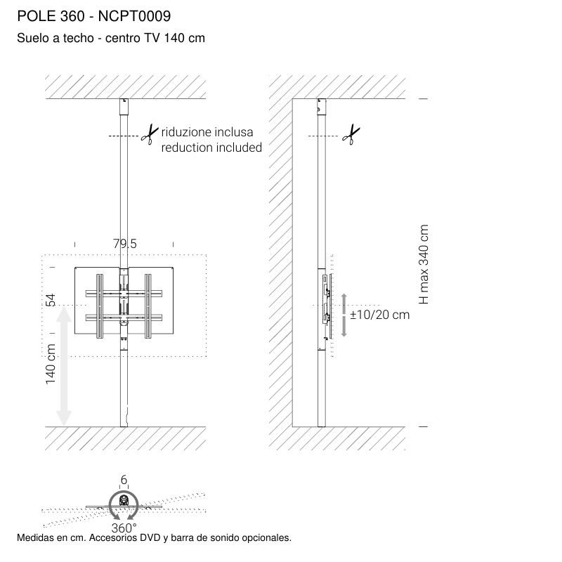 Pole 360 NCPT0009: croquis de medidas