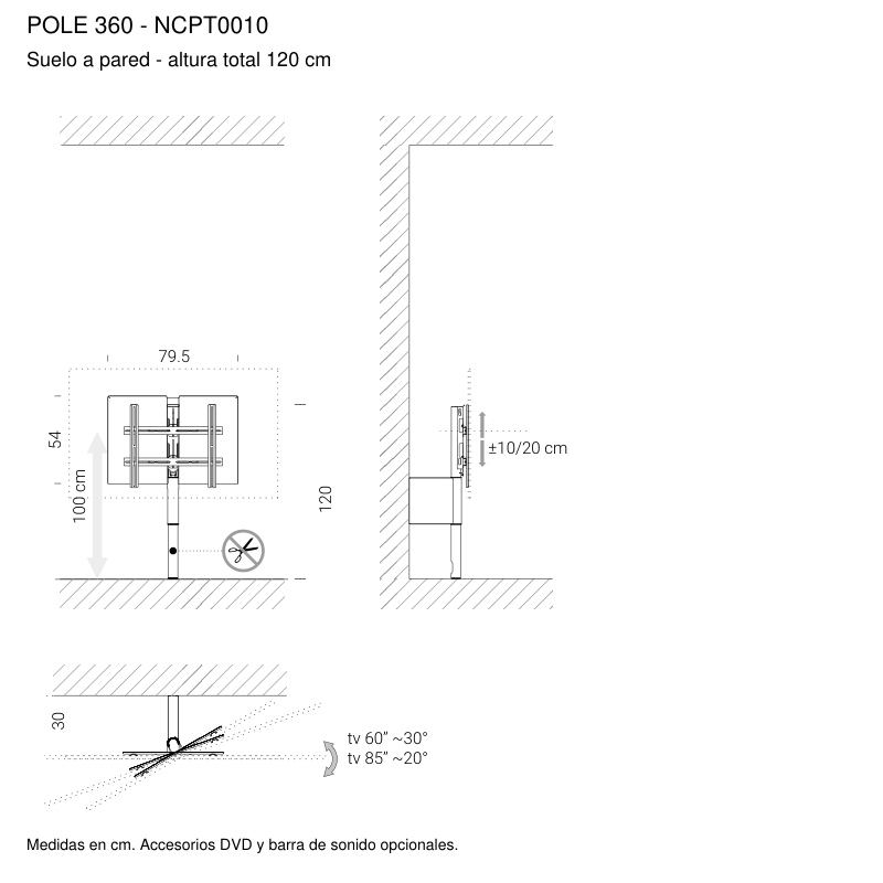Pole 360 NCPT0010: croquis de medidas