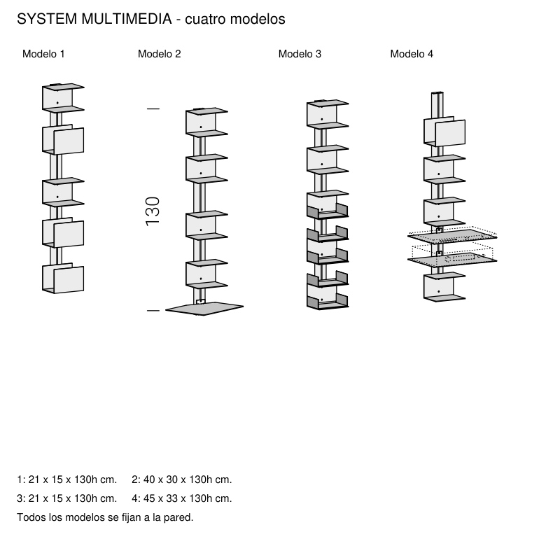 Librería System Multimedia Extendo: croquis de medidas